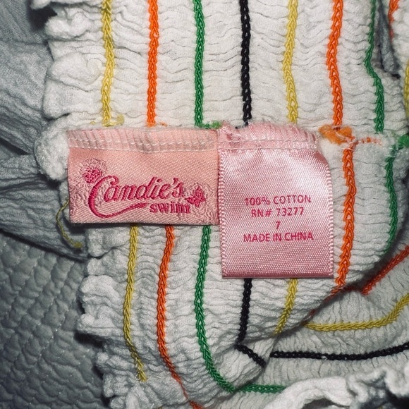 Candie’s Girls white sundress with brightly colored smocking threads. - Picture 3 of 3